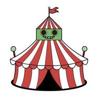A cartoon circus tent with a green face vector