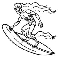 Skeleton surfing on a surfboard vector