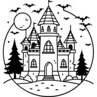 Halloween castle coloring pages vector