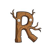 A cartoon letter r with a tree trunk vector