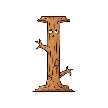 A cartoon tree trunk with eyes and a smile vector
