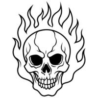 Skull with flames coloring pages vector