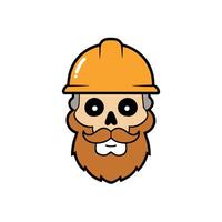 A skull with a beard and hard hat vector
