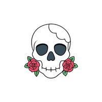 Skull with roses illustration vector