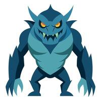 A cartoon monster with big eyes and fangs vector