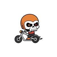 A cartoon skull riding a motorcycle vector