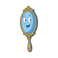 A cartoon blue mirror with a smiling face vector