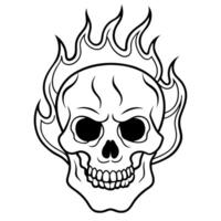 Skull with fire coloring pages vector