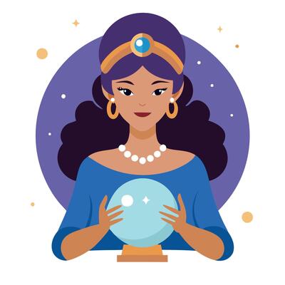 A woman holding a crystal ball