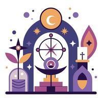 Illustration of a crescent moon, crescent, and other objects vector