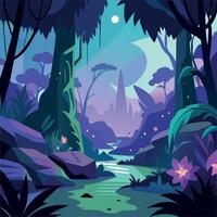 A cartoon illustration of a jungle scene vector