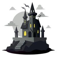 Halloween castle with bats and bats on the roof vector