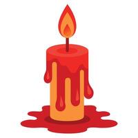 A burning candle with blood dripping down the side vector