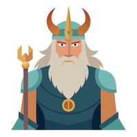 A cartoon image of a viking with a staff vector