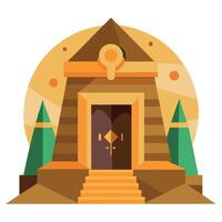 An illustration of a temple with a door and stairs vector