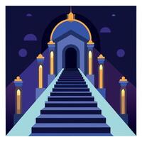 An illustration of a staircase leading to a building vector