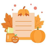 Halloween pumpkins and leaves with a paper vector