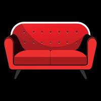 A red couch with a black background vector