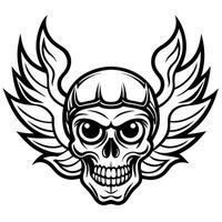 Skull with wings vector