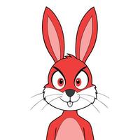 An angry rabbit with a red face and big eyes vector