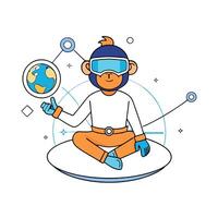Monkey in virtual reality vector