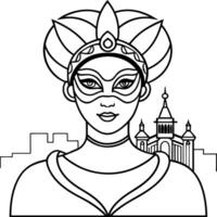 A woman in a mask and crown vector