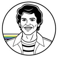 A black and white drawing of a man with a rainbow stripe vector