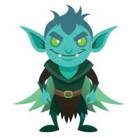 A cartoon green goblin with wings and a green hat vector