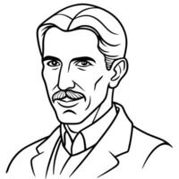 A man with a mustache and a suit in black and white vector