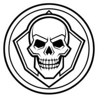A skull in a circle with a black outline vector