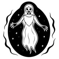 A ghost in a circle with stars on it vector