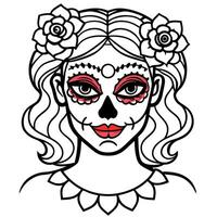 Day of the dead girl with roses vector
