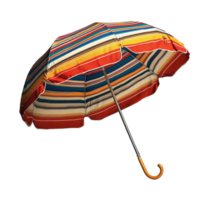 Multicolored umbrella with horizontal stripes and wooden handle png