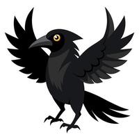 A black crow with wings spread out vector