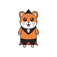 A cartoon hamster wearing a costume and holding a skull vector