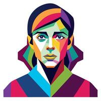 A woman with a colorful face and a colorful background vector