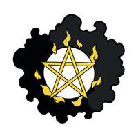 A pentagram with flames and smoke vector