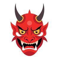 A red devil mask with horns on a white background vector