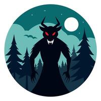 A black demon with red eyes standing in the forest vector