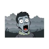 A cartoon zombie with open mouth and eyes vector
