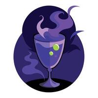 A purple drink with green bubbles in it vector