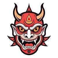 A demon mask with horns and red eyes vector