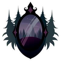 A mirror with a forest in the background vector