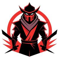 The ninja logo with two swords vector