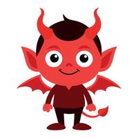 A cartoon devil with horns and red eyes vector