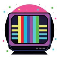 An illustration of a television with colorful bars vector