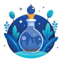 A bottle with a magic potion inside it vector