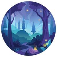 A forest scene with a stream and stars vector