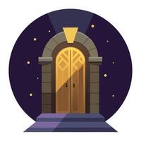 An illustration of a door with a star on it vector