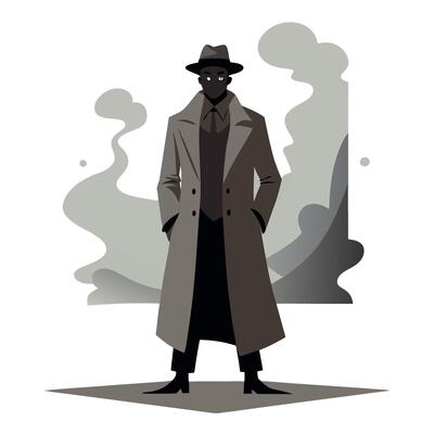 A man in a trench coat and hat